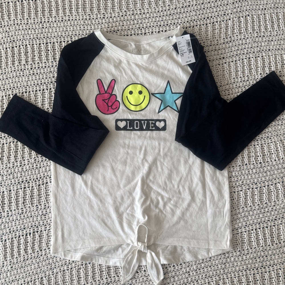 The Children's Place White and Black Graphic Tee